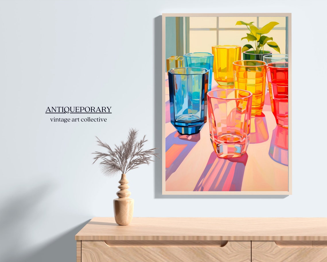 Colorful Glass Cups Sunlight Window Modern Still Life Pop Poster - Image 7