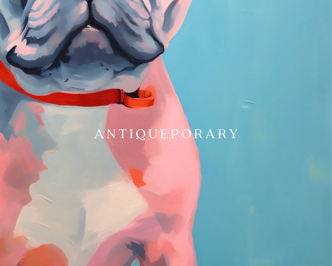 Abstract Dog Painting Dog Portrait Bulldog Painting Retro Pet Portrait Oil Painting Puppy Wall Art Modern Wall Art Animal Lover Gift - Image 2