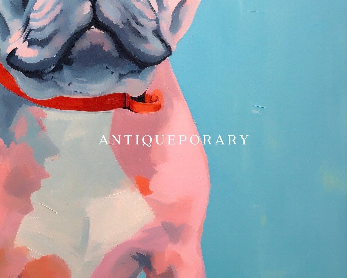 Cute Pink French Bulldog Pop Art Portrait on Turquoise Poster - Image 2