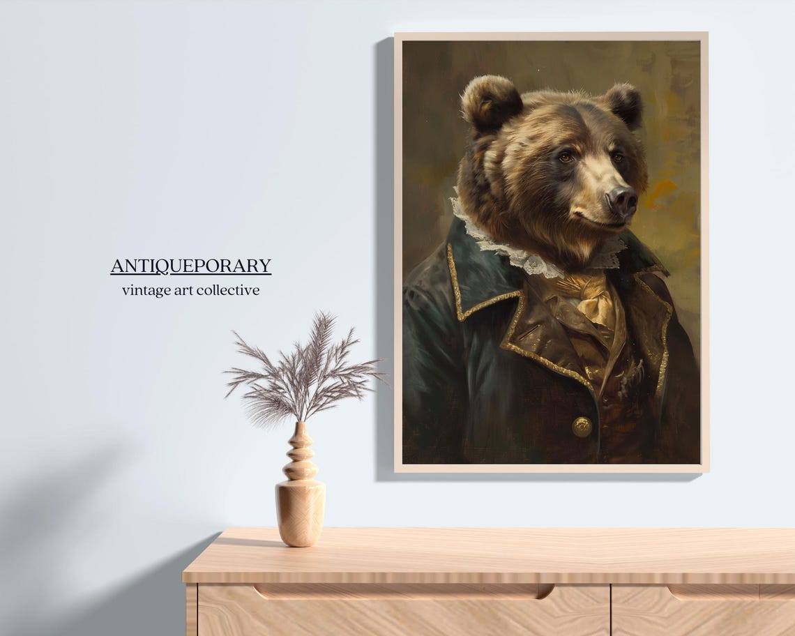 Distinguished Brown Bear Gentleman Oil Portrait Animal Art Poster - Image 5