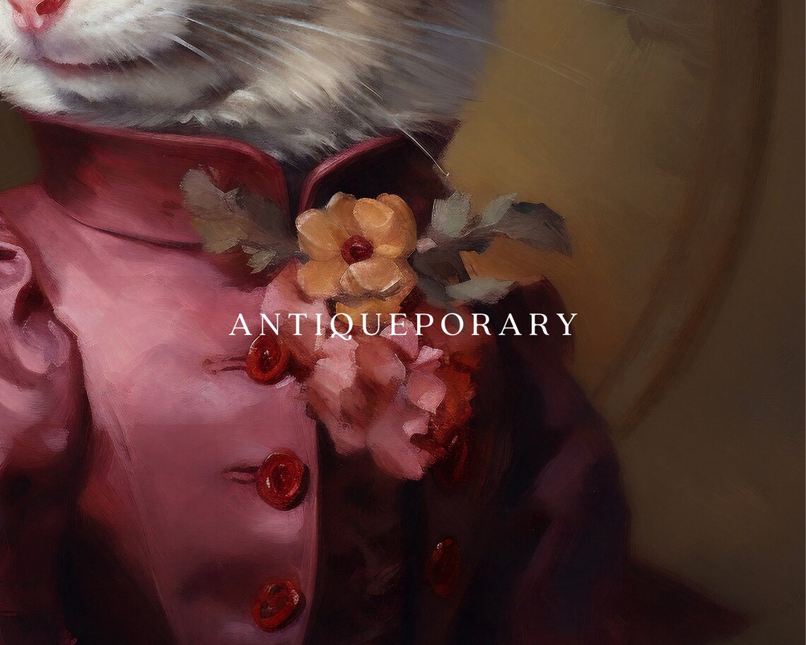 Royal Mouse Lady Portrait Pink Dress Flower Hat Victorian Poster - Image 2