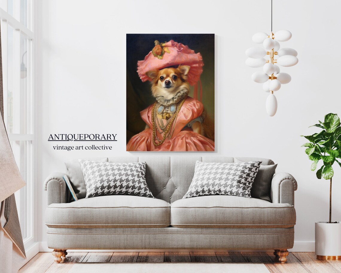 Chihuahua in Pink Satin Gown Pearls Elegant Dog Portrait Poster - Image 7