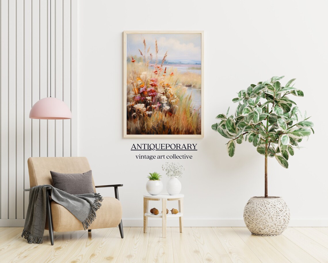 Tall Wildflowers and Grasses by Lakeshore Soft Vintage Poster - Image 6