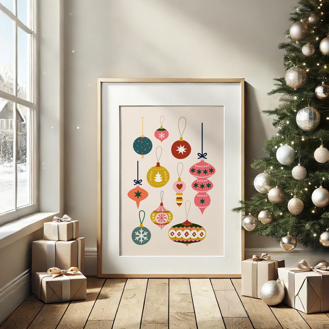 Christmas Baubles Holiday Art Print - Image 2