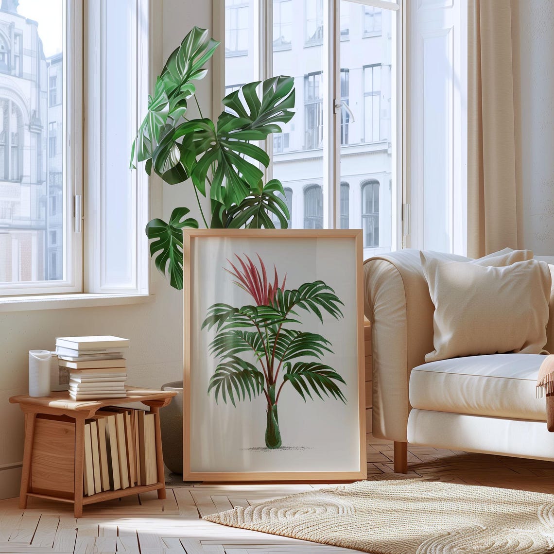 Vintage Palm Botanical Illustration Red Frond Tropical Wall Poster - Image 4