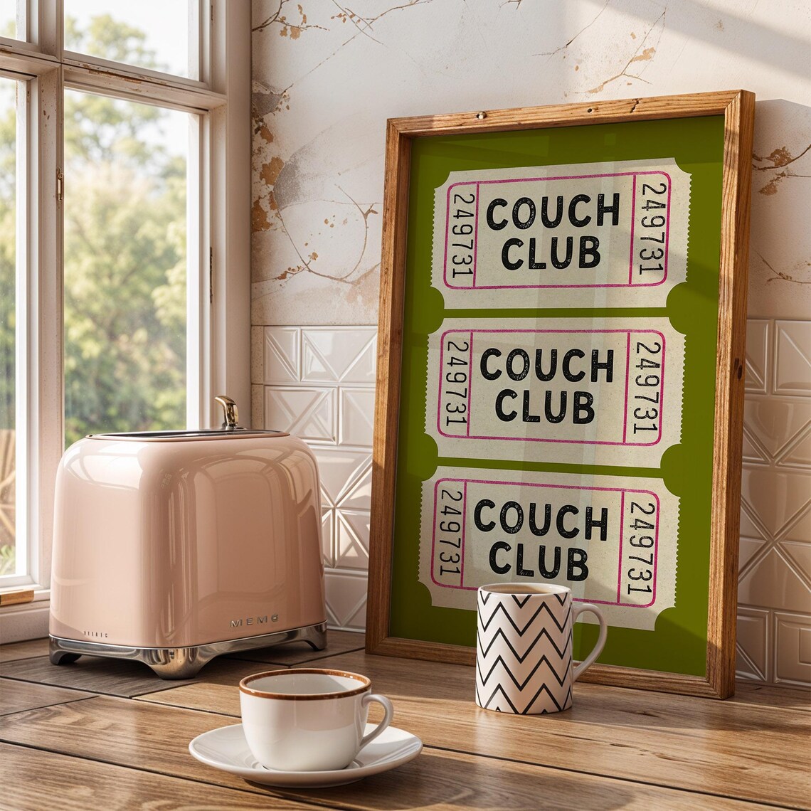 Couch Club Ticket Stub Vintage Poster, Living Room - Image 2