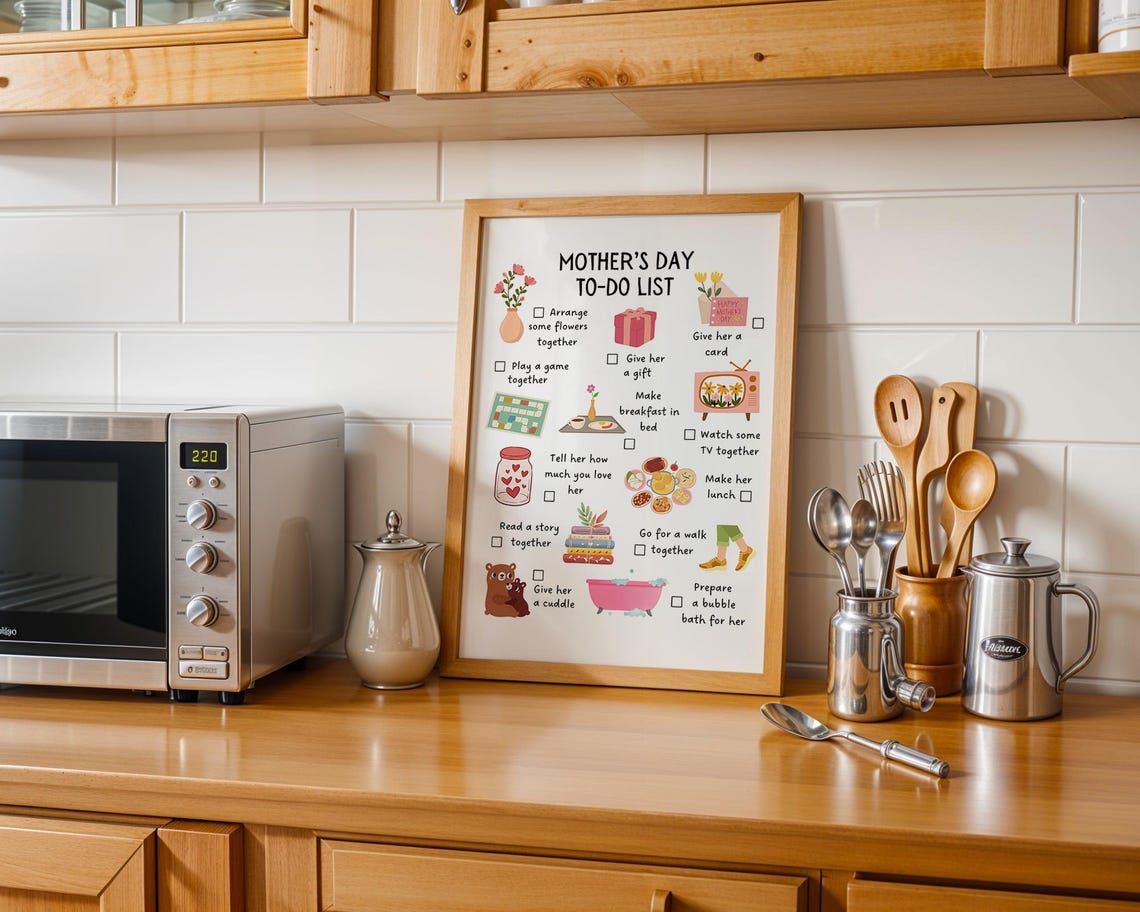 Mothers Day To Do List Checklist Illustrated Activity Planner Poster - Image 2