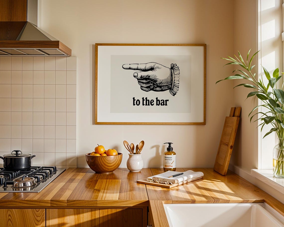 Vintage Pointing Hand To The Bar Funny Home Bar Sign Wall Art - Image 4