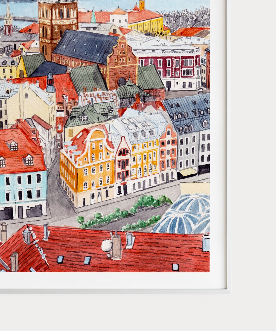 Riga Watercolor Cityscape Travel Poster, Latvia - Image 3