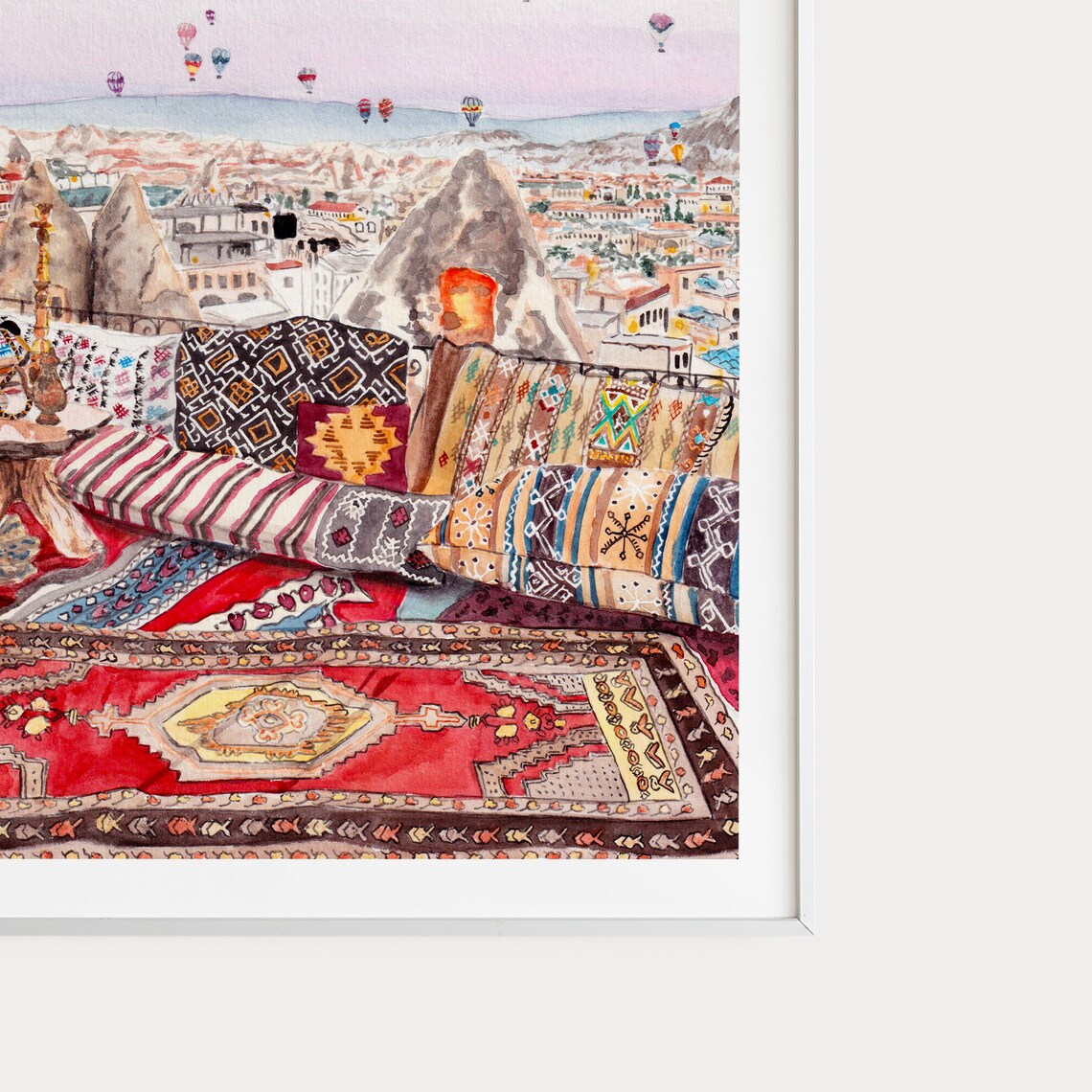 Cappadocia Watercolor Art Print, Turkey Landscape - Image 3