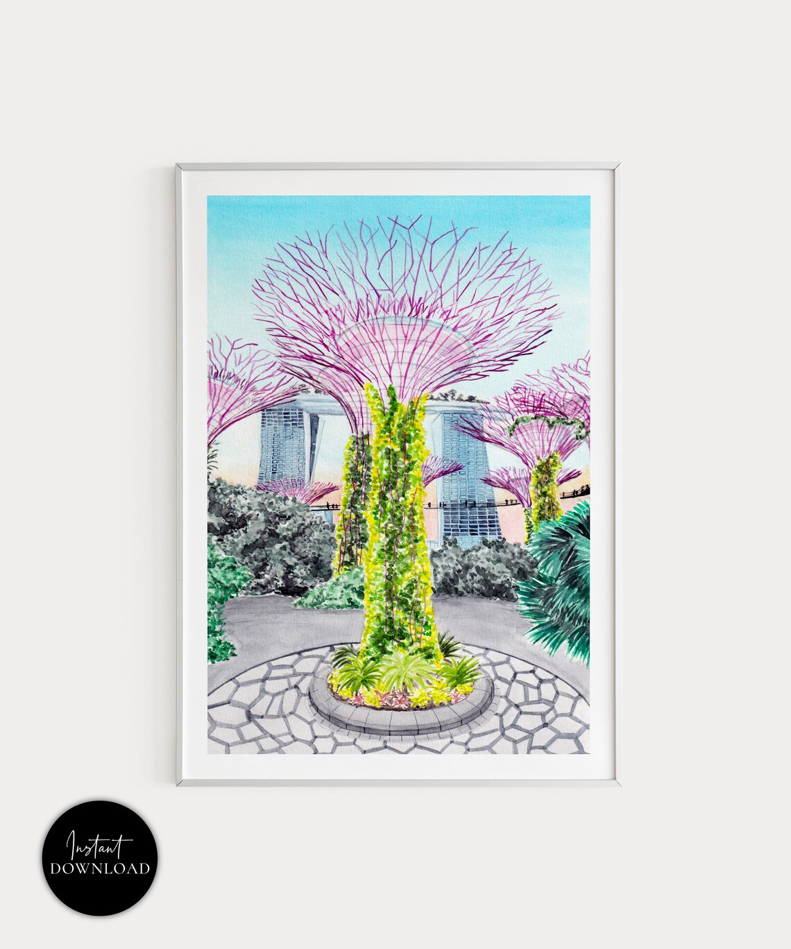 Singapore Gardens By The Bay Cityscape Travel Poster