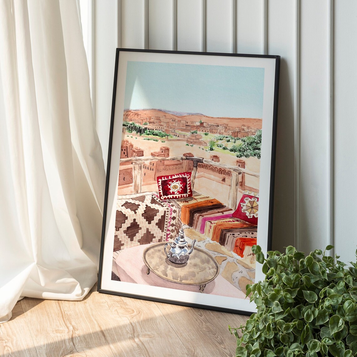 Ouarzazate Morocco Watercolor Travel Poster Art - Image 2