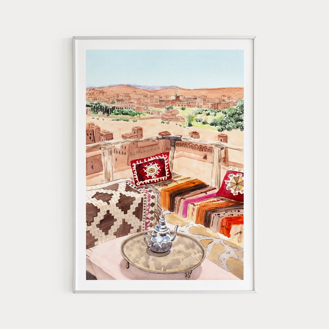 Ouarzazate Morocco Watercolor Travel Poster Art