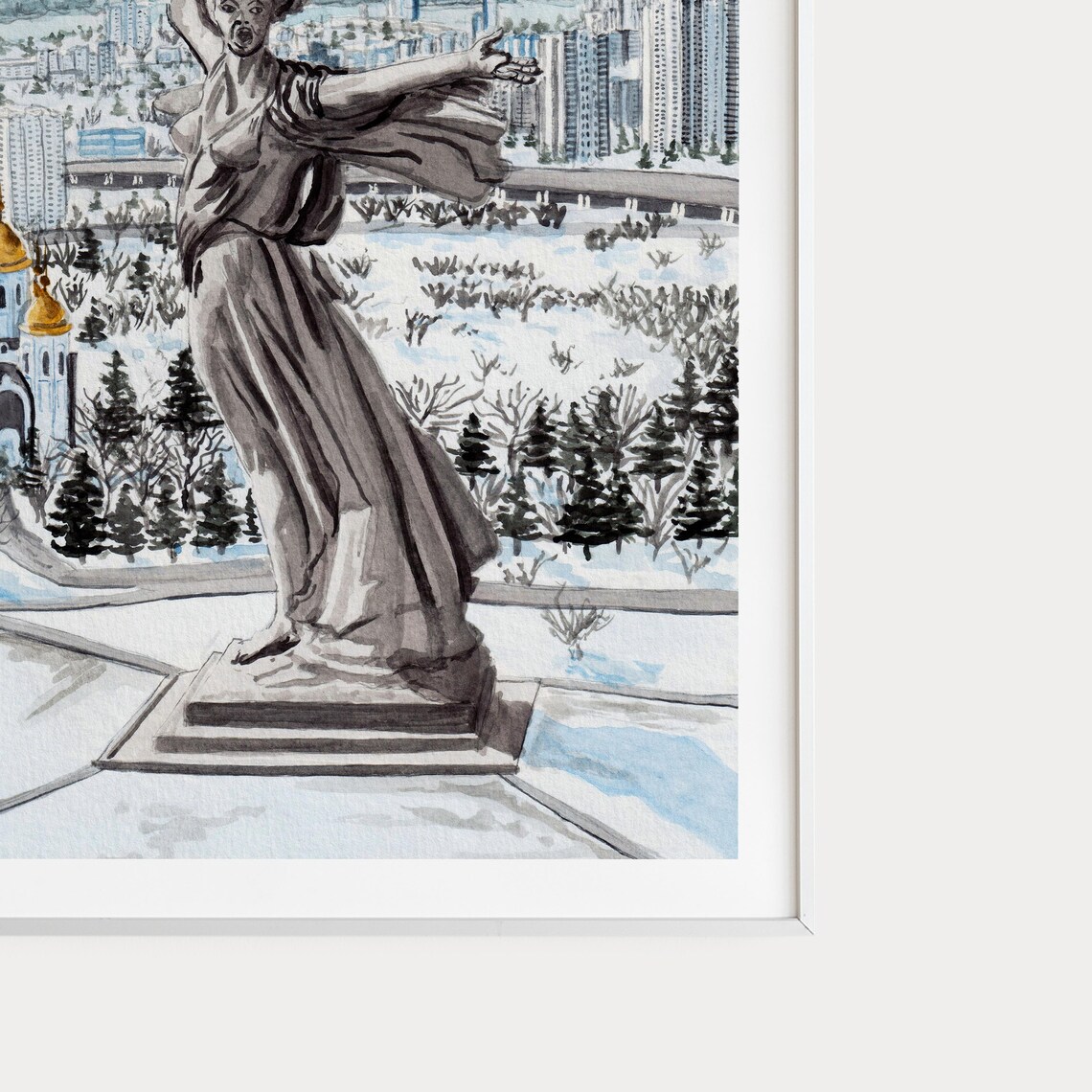 Volgograd Motherland Calls Statue Watercolor City Landmark Poster - Image 2