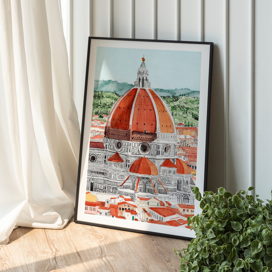 Duomo Di Firenze Watercolor Travel Poster, Florence - Image 2