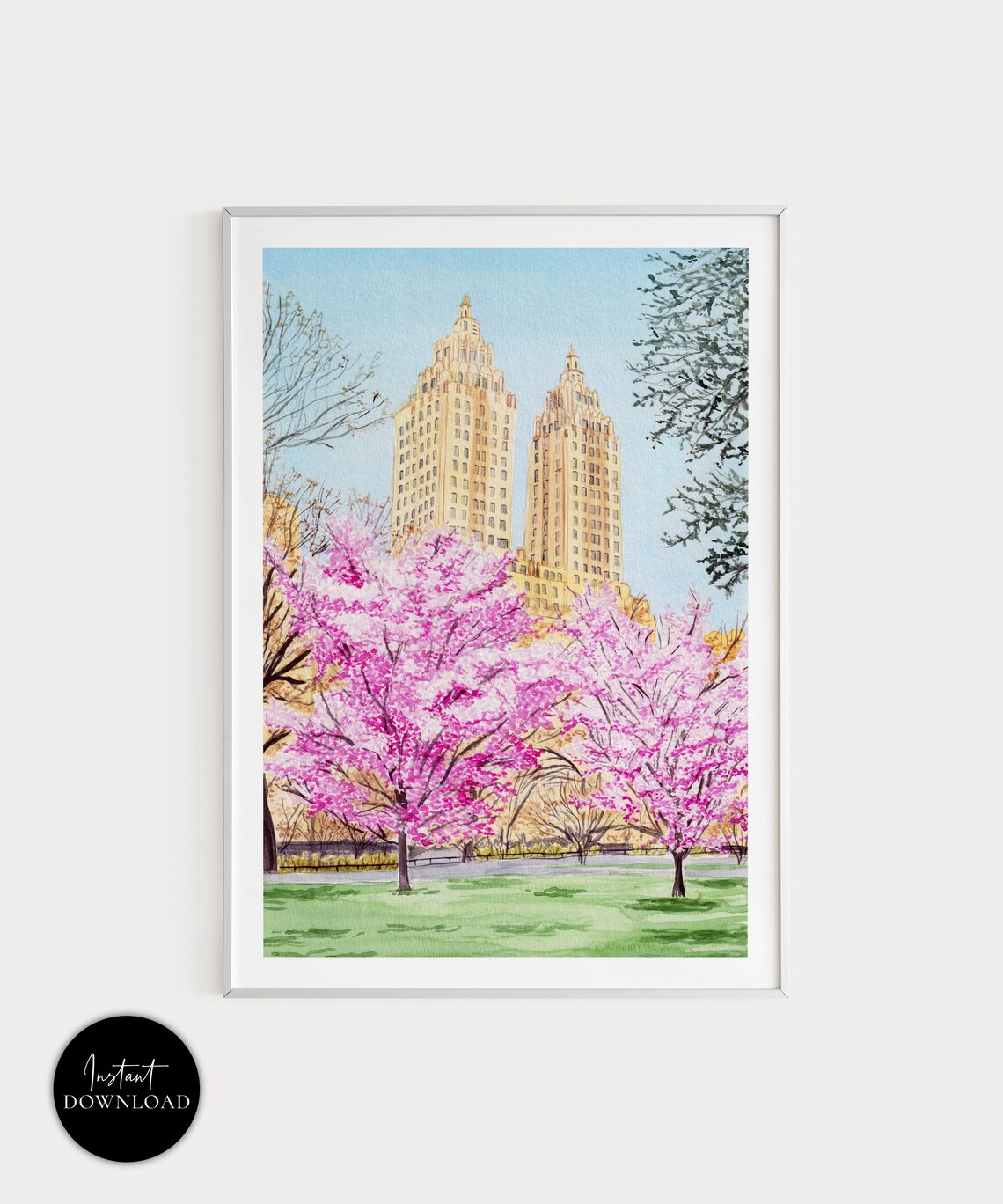 Central Park, New York Watercolor Travel Poster