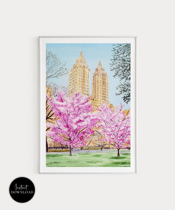 Central Park, New York Watercolor Travel Poster