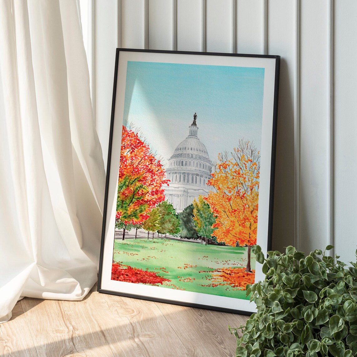 Washington DC Cityscape Travel Poster, Wall Art - Image 3
