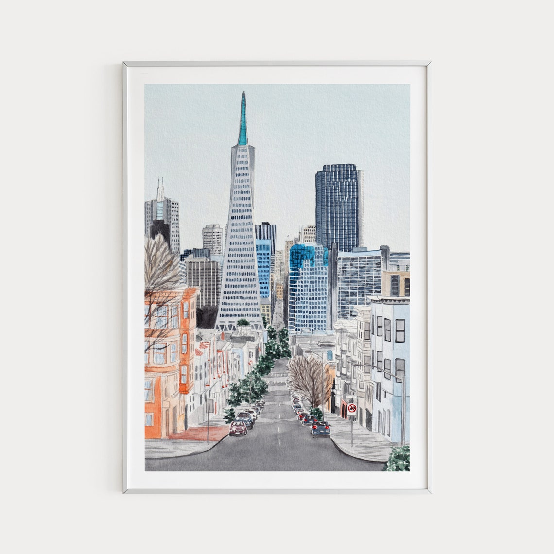 San Francisco Skyline Transamerica Pyramid Watercolor Poster