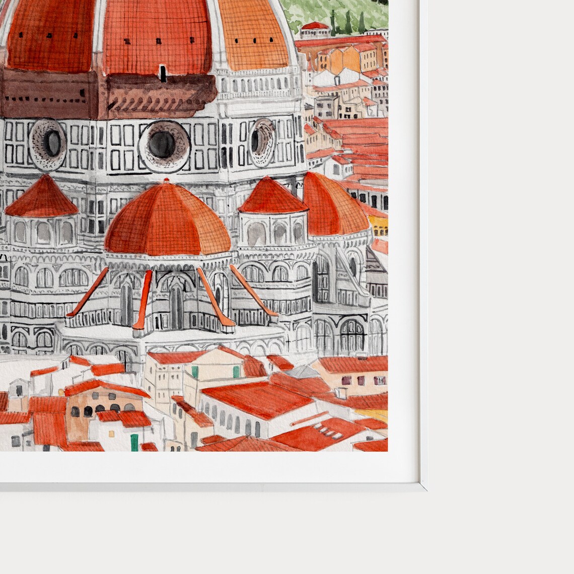Duomo Di Firenze Watercolor Travel Poster, Florence - Image 3