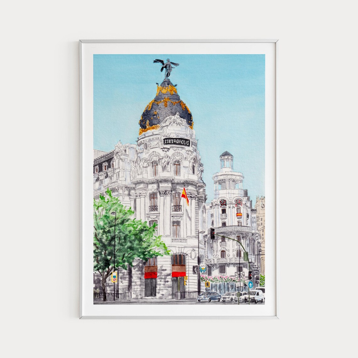 Madrid Watercolor Art Print, Spain Travel Poster