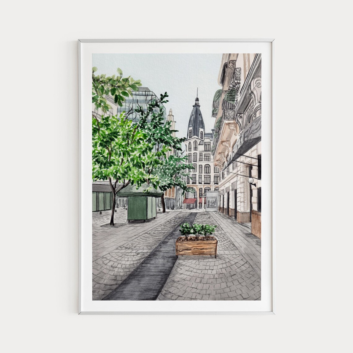 Buenos Aires Elegant Avenue Historic Architecture in Morning Poster