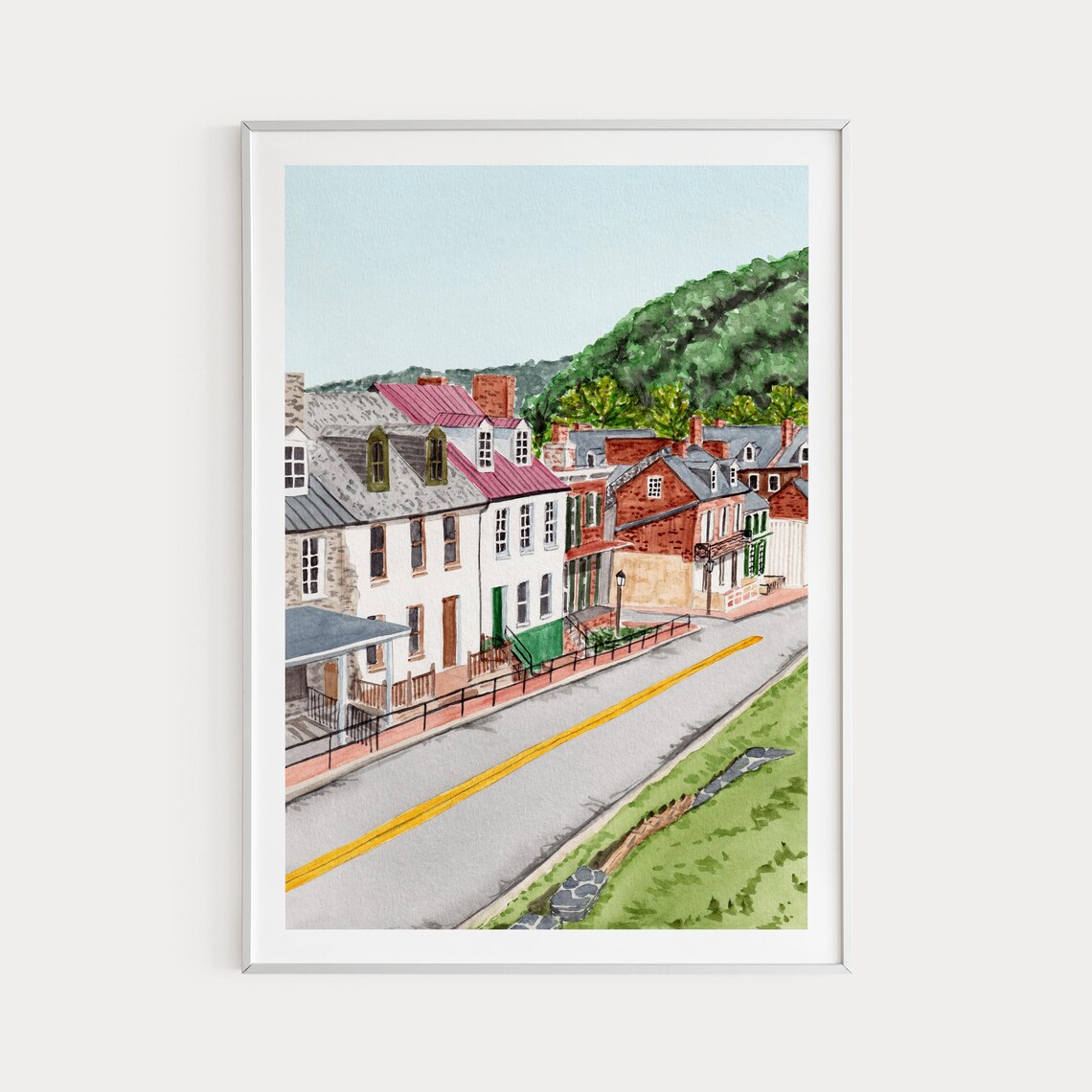 Harpers Ferry West Virginia Historic Street Brick Rowhouses Poster