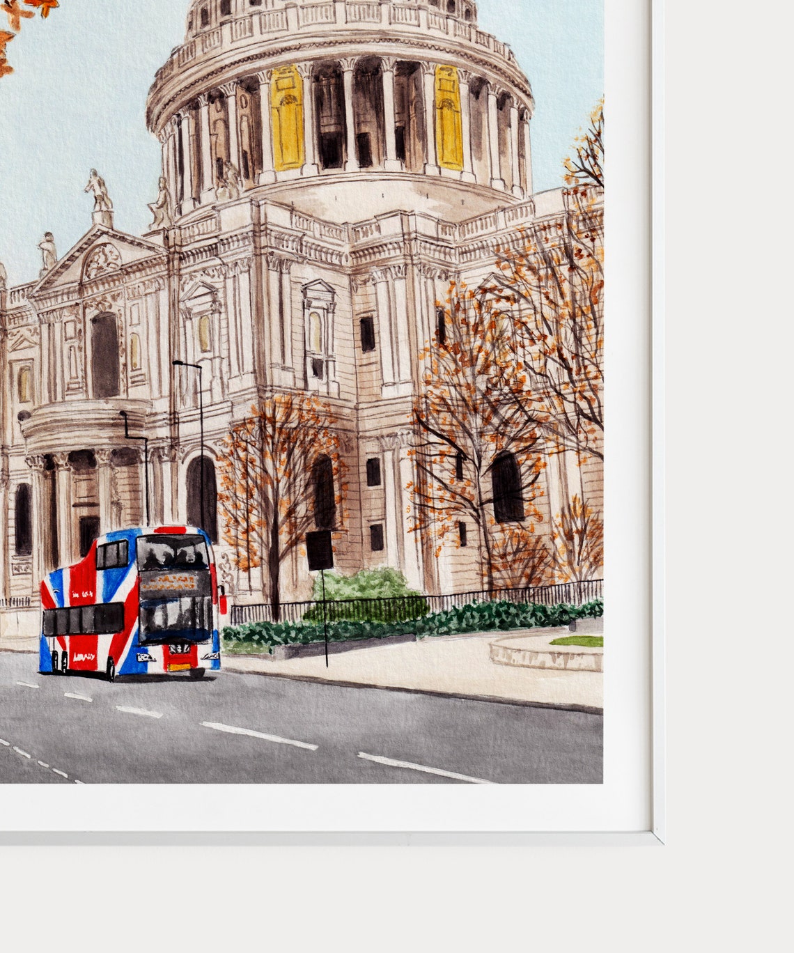 St Paul's Cathedral London Autumn Watercolor Cityscape Poster - Image 3