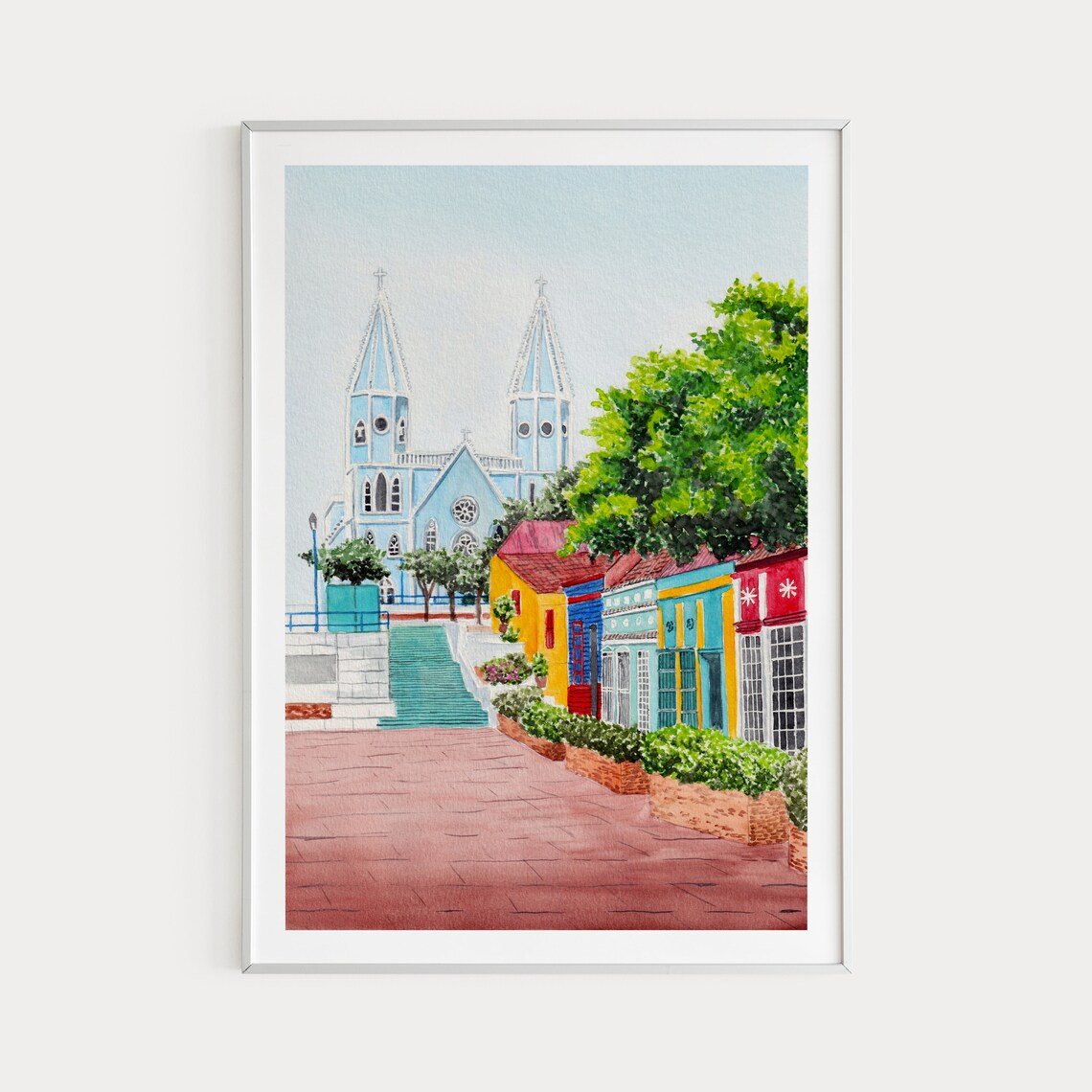 Maracaibo Watercolor Travel Poster, Venezuela Cityscape