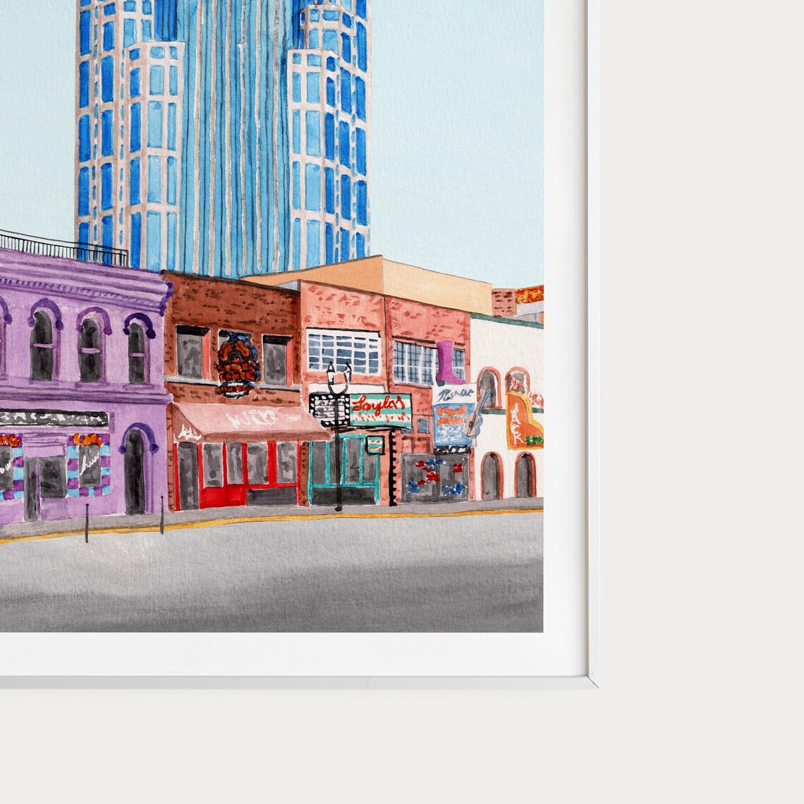 Nashville Watercolor Cityscape, Tennessee Art Print - Image 2