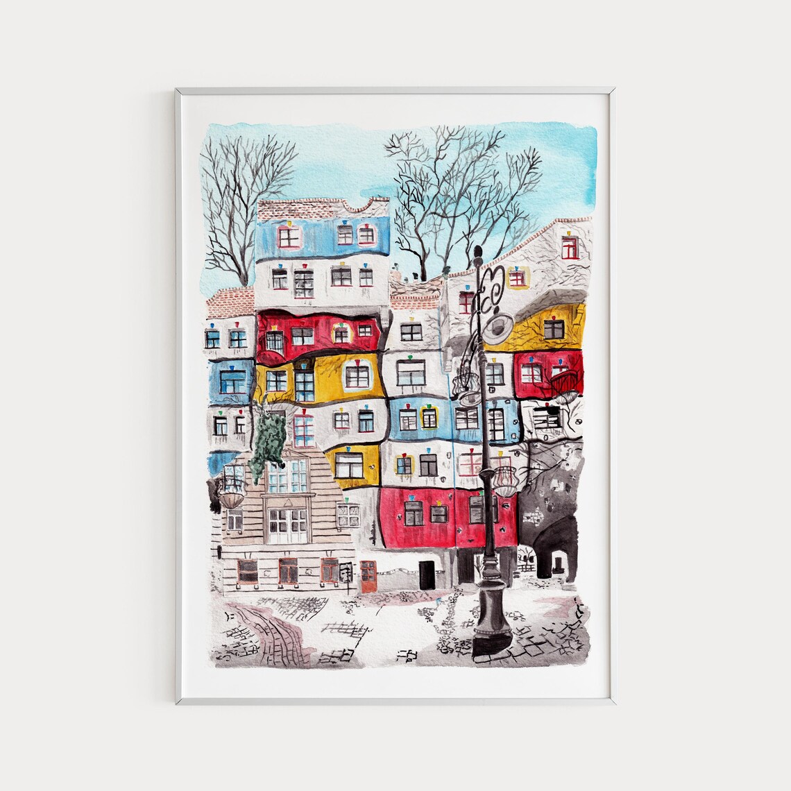 Vienna, Austria Watercolor Cityscape Travel Poster