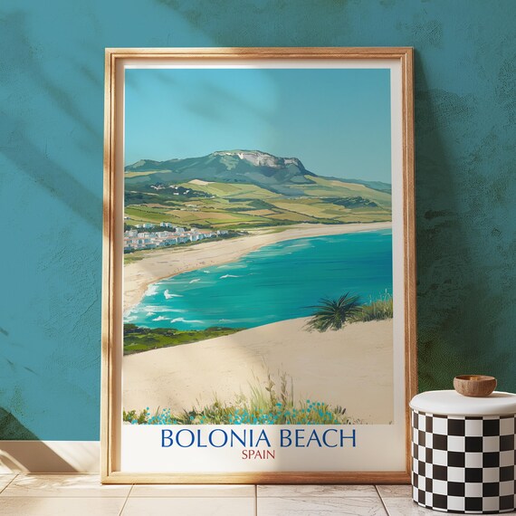 Bolonia Beach Spain Andalusia Coast Dunes Vintage Travel Poster