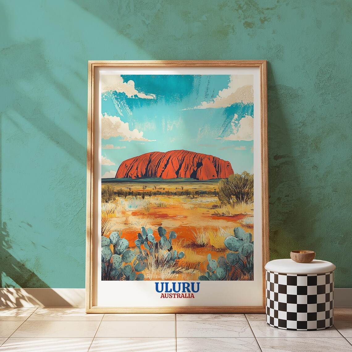 Uluru Australia Red Rock Desert Landscape Travel Poster Design Art
