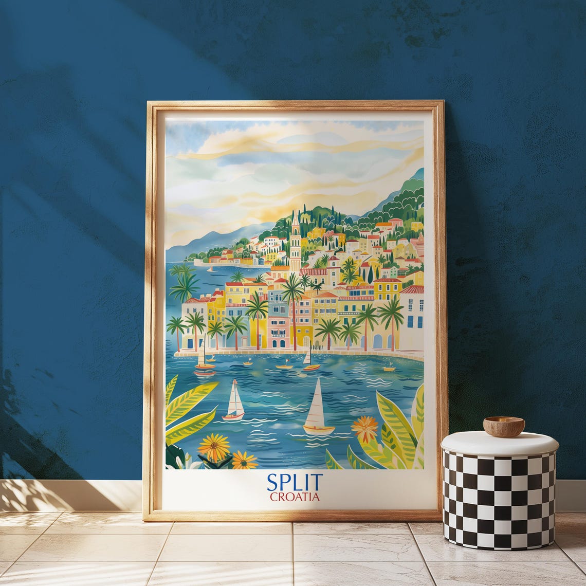 Split Croatia Mediterranean Harbor Old Town Coast Travel Poster