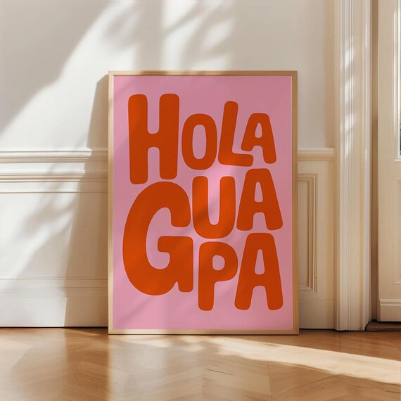 Hola Guapa Latina Print Spanish Quote Wall Art Bold Feminine Poster For Dorm Vanity Room Or Gallery Decor