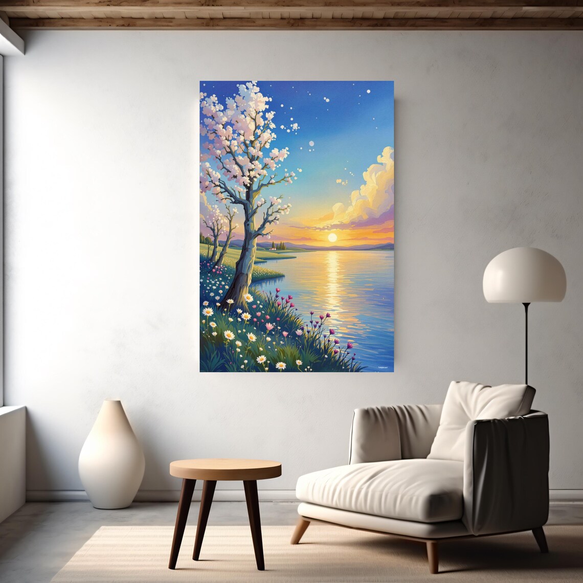 Sunrise On The Lake, Landscape Art Print