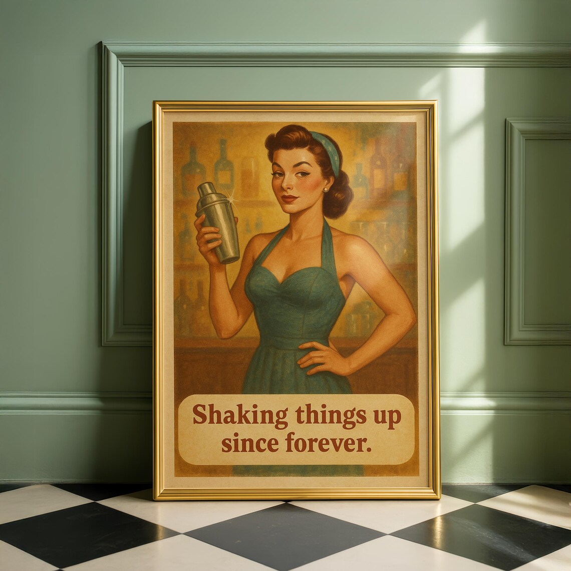The Bartender Retro Feminist Pinup Poster