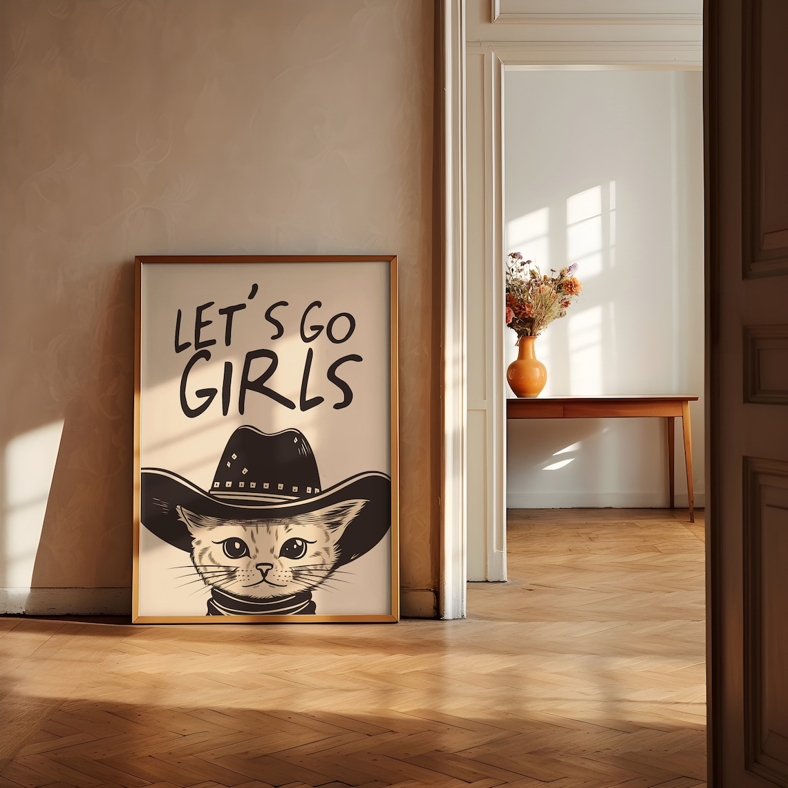 Cowgirl Cat Print, Western Retro 90s Poster - Image 2