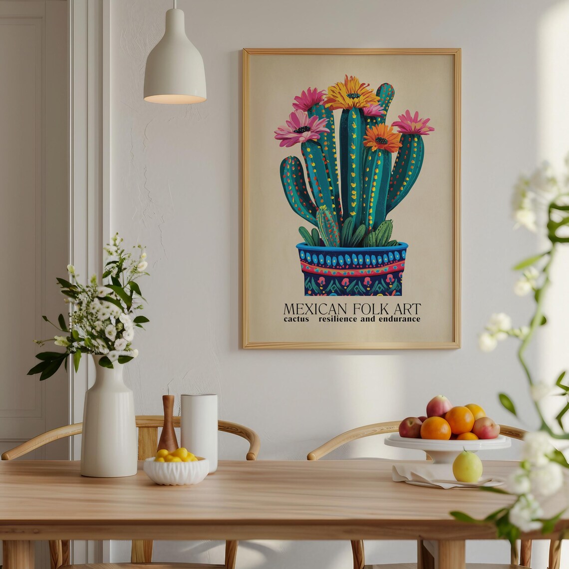 Mexican Cactus Folk Art Print, Vintage Traditional Style - Image 3