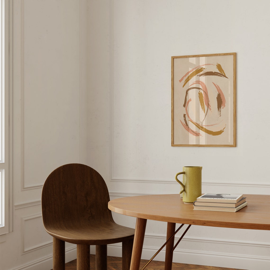 Boho Abstract Warm Toned Paint Strokes Minimalist Style Poster - Image 2