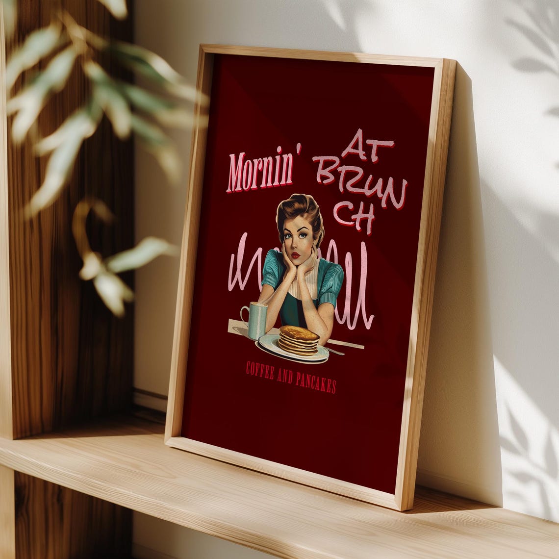 Mornin at Brunch Coffee and Pancakes Retro Pin Up Art Poster - Image 3
