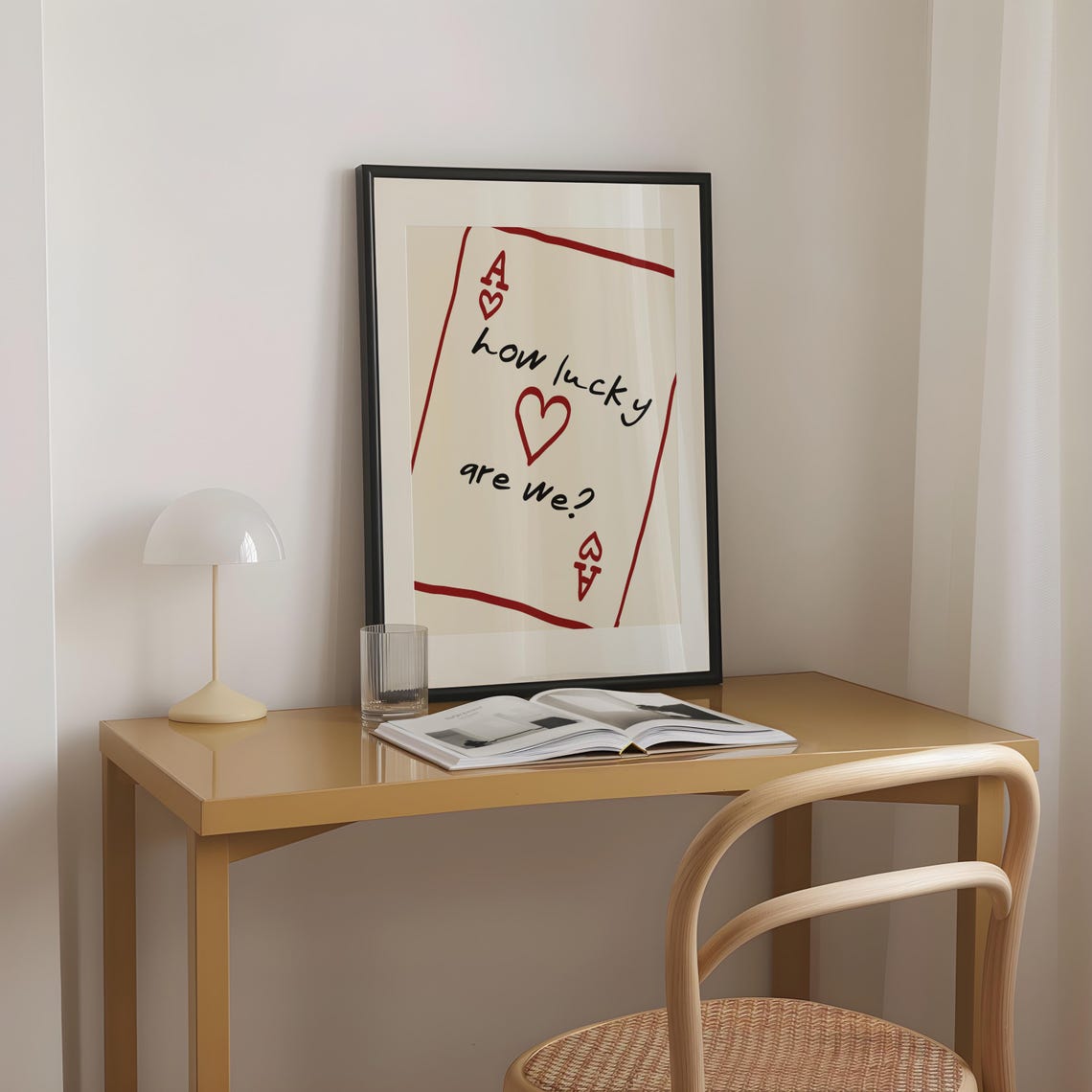 How Lucky Are We Ace Of Hearts Playing Card Retro Love Poster - Image 3