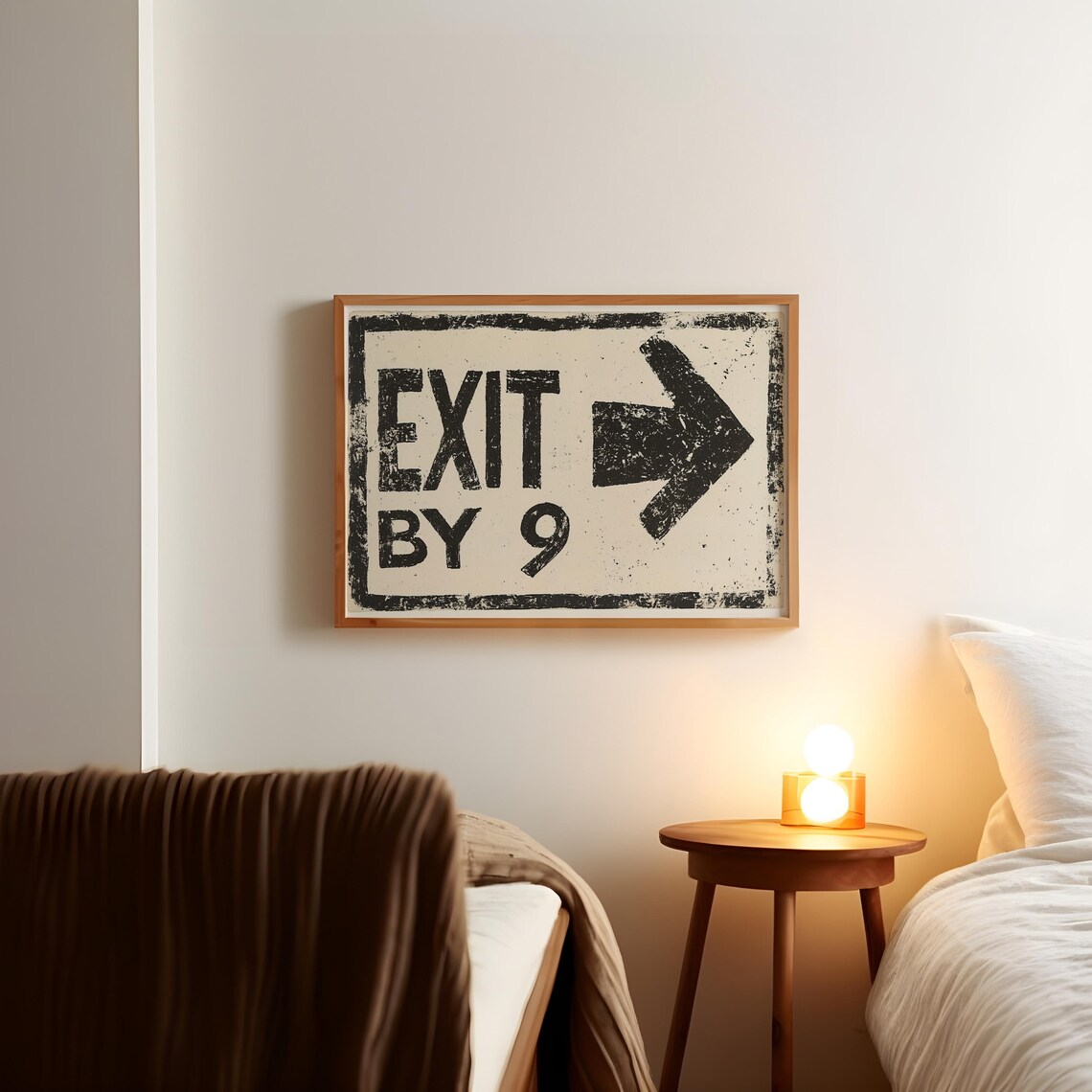Exit By 9 Funny Cheeky House Guest Vintage Industrial Sign Poster - Image 4
