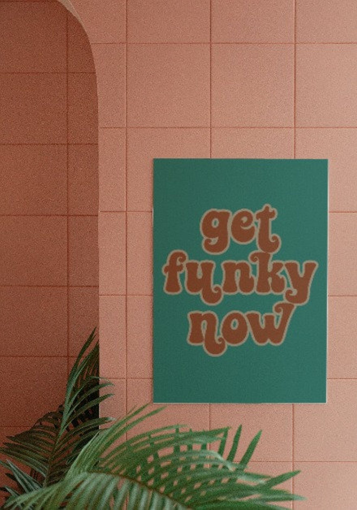 Get Funky Now Retro 70s Bubble Letter Funky Quote Art Poster - Image 2