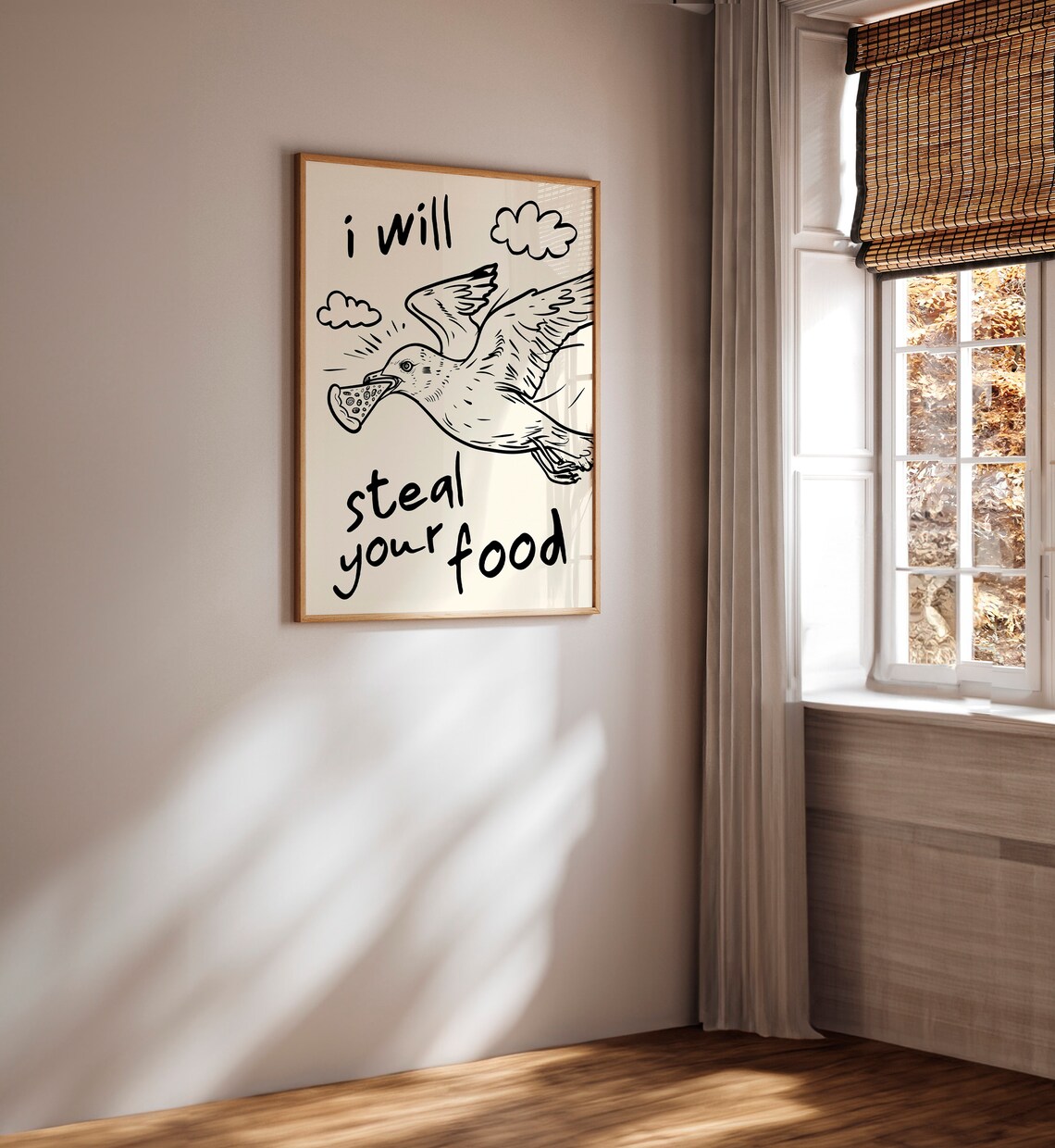 Funny Seagull Kitchen Poster, Retro Foodie Art - Image 4