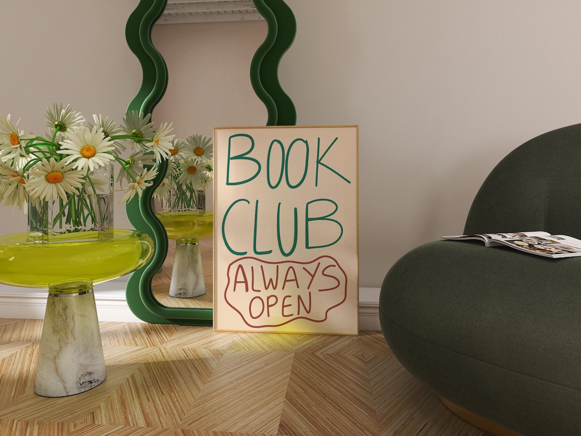 Book Club Always Open Retro Typography Art Print - Image 2