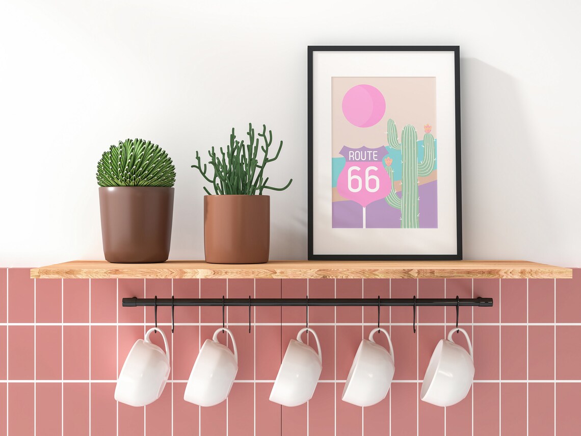 Route 66 Desert Print, Pop Pastel Travel Poster - Image 3