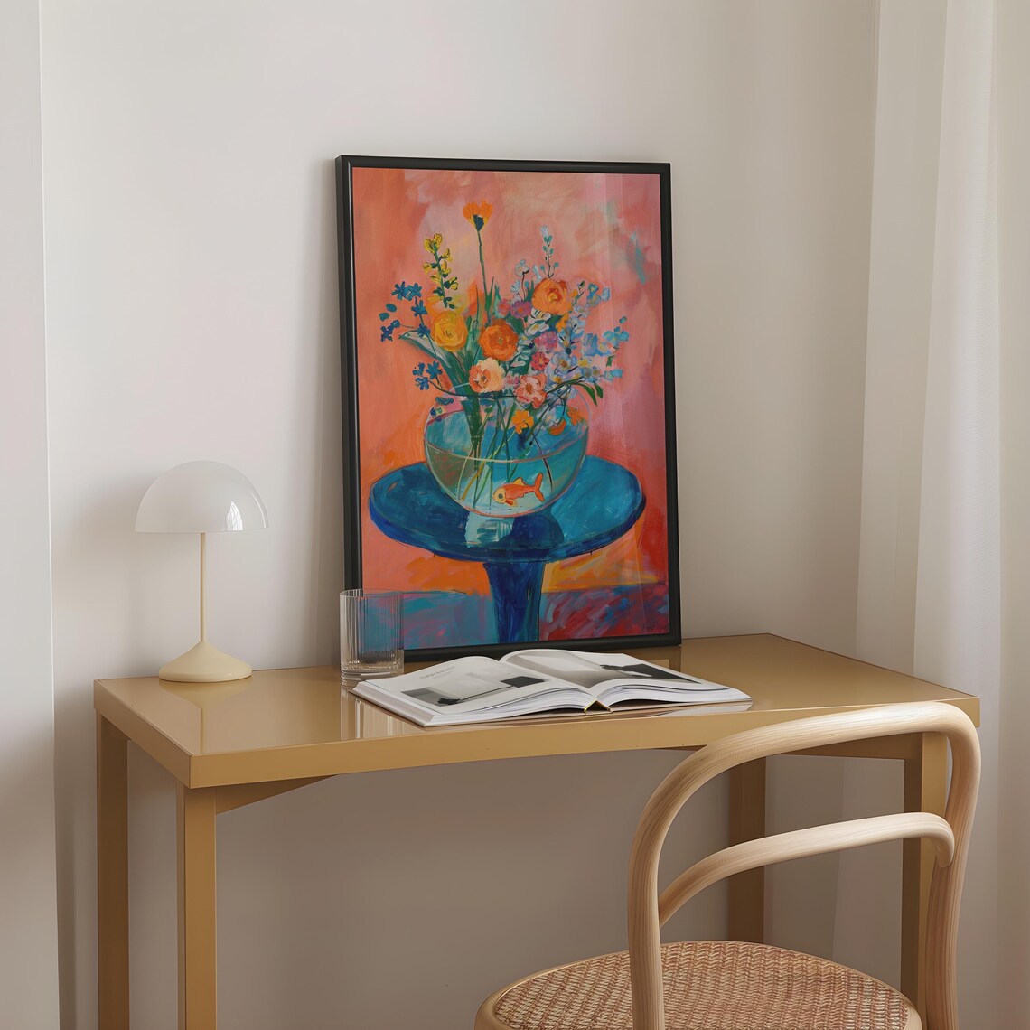 Fish Bowl Flowers, Matisse-Style Fauvism Art Print - Image 2