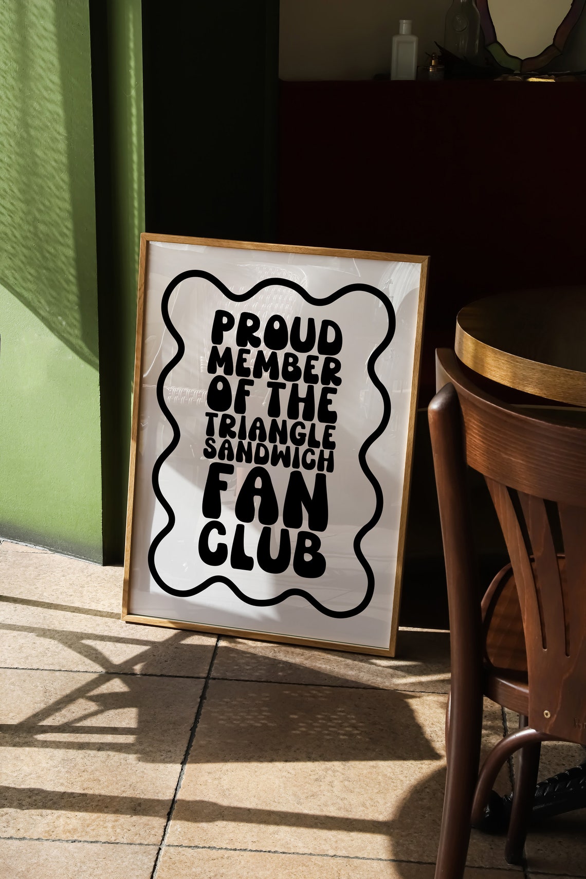 Funky Retro Sandwich Kitchen Art Print Triangle Fan Club Poster Dining Room Lunch Dinner Wavy Typography Funny 90s 00s Decor - Image 2