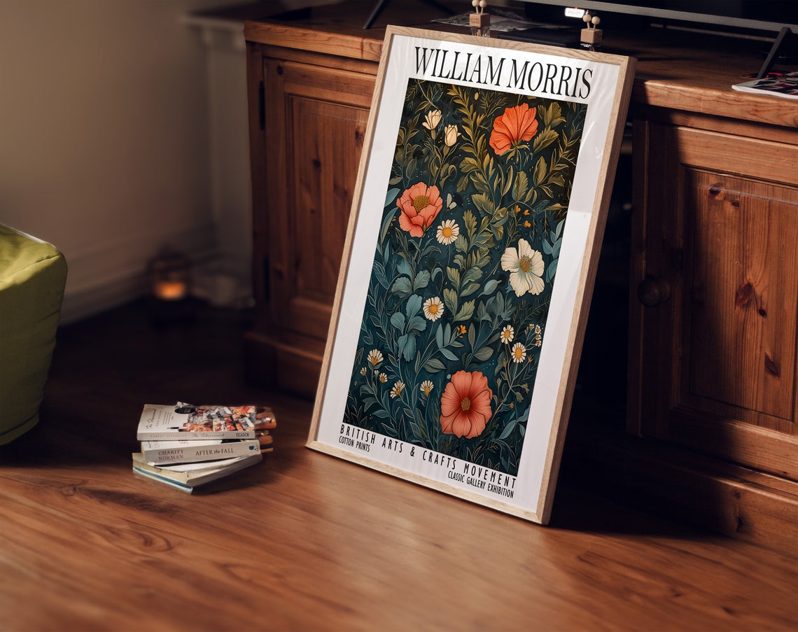 William Morris Dark Botanical Floral Night Garden Exhibition Poster - Image 2